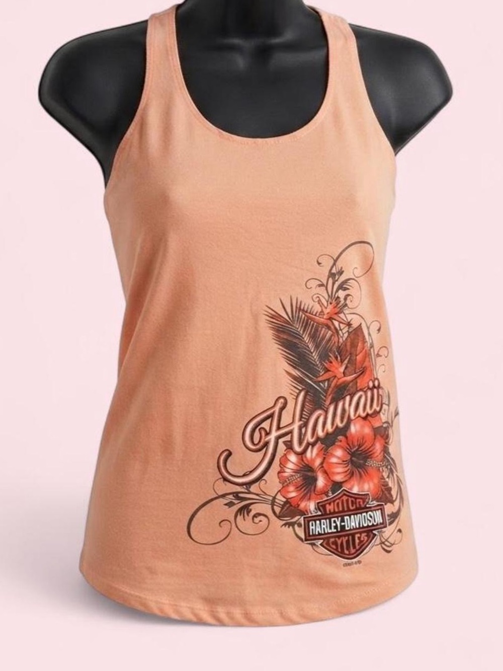Harley-Davidson 2012 Peach Floral Hawaii Racerback Tank M